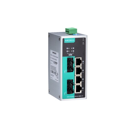 Moxa Unmgd Poe Eth. Swtch W/ 4 Poe 10/100Baset Ports, Eds-P206A-4Poe-Mm-St-T EDS-P206A-4PoE-MM-ST-T